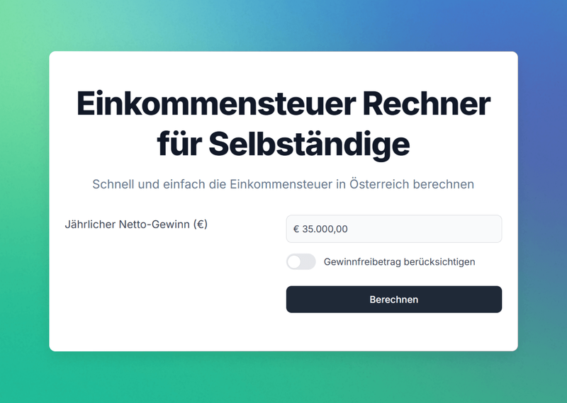 Einkommensteuer Rechner für Selbstständige aus Österreich von kalkül