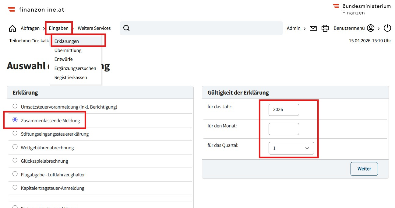 Schritt 1: ZM auswählen
