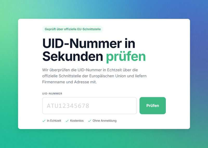 UID-Nummer prüfen über offizielle EU-Schnittstelle (VIES) – kostenloses Tool von kalkül